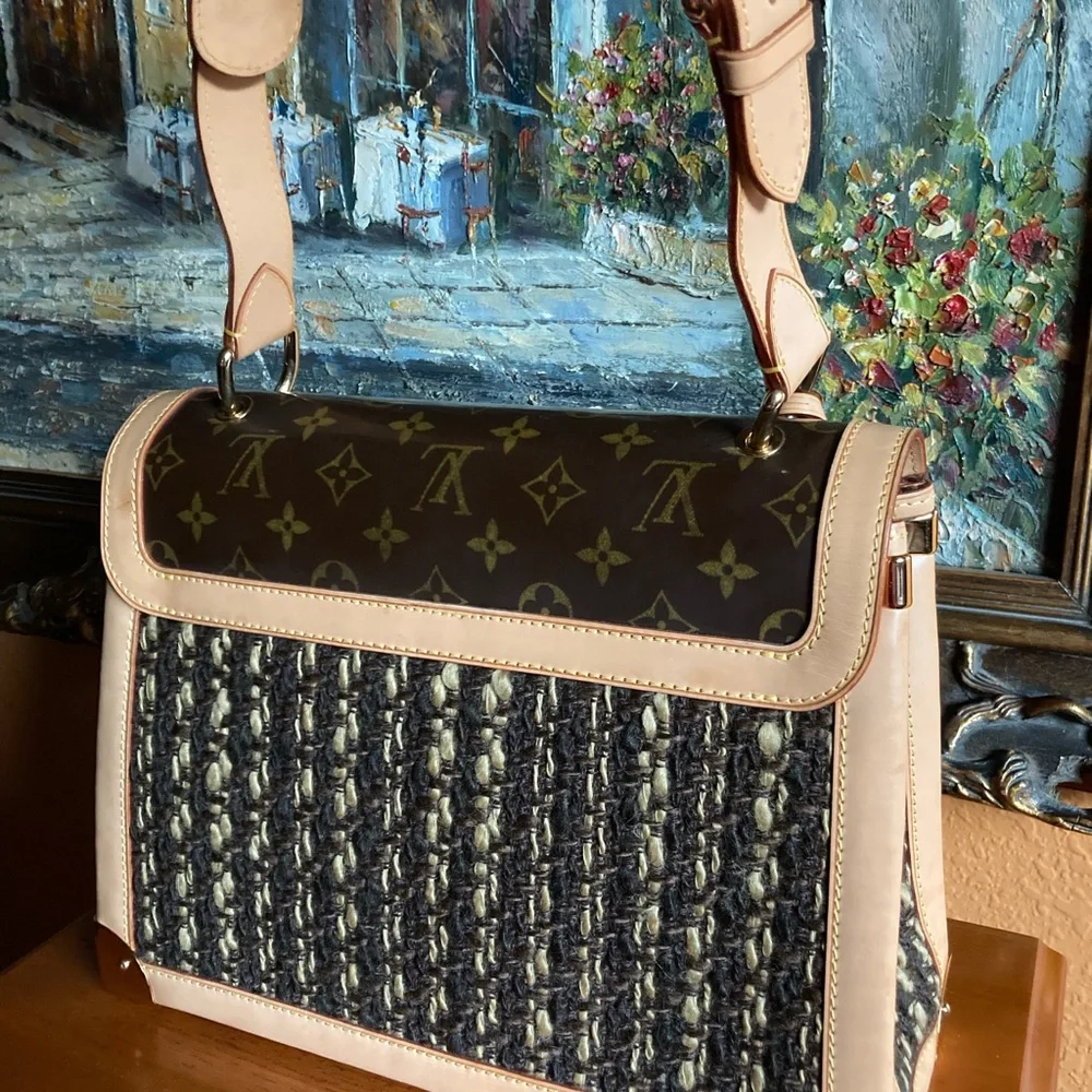 Rare Made in France Louis Vuitton handbag monogram ambre tweedy GM - Picture 6 of 16